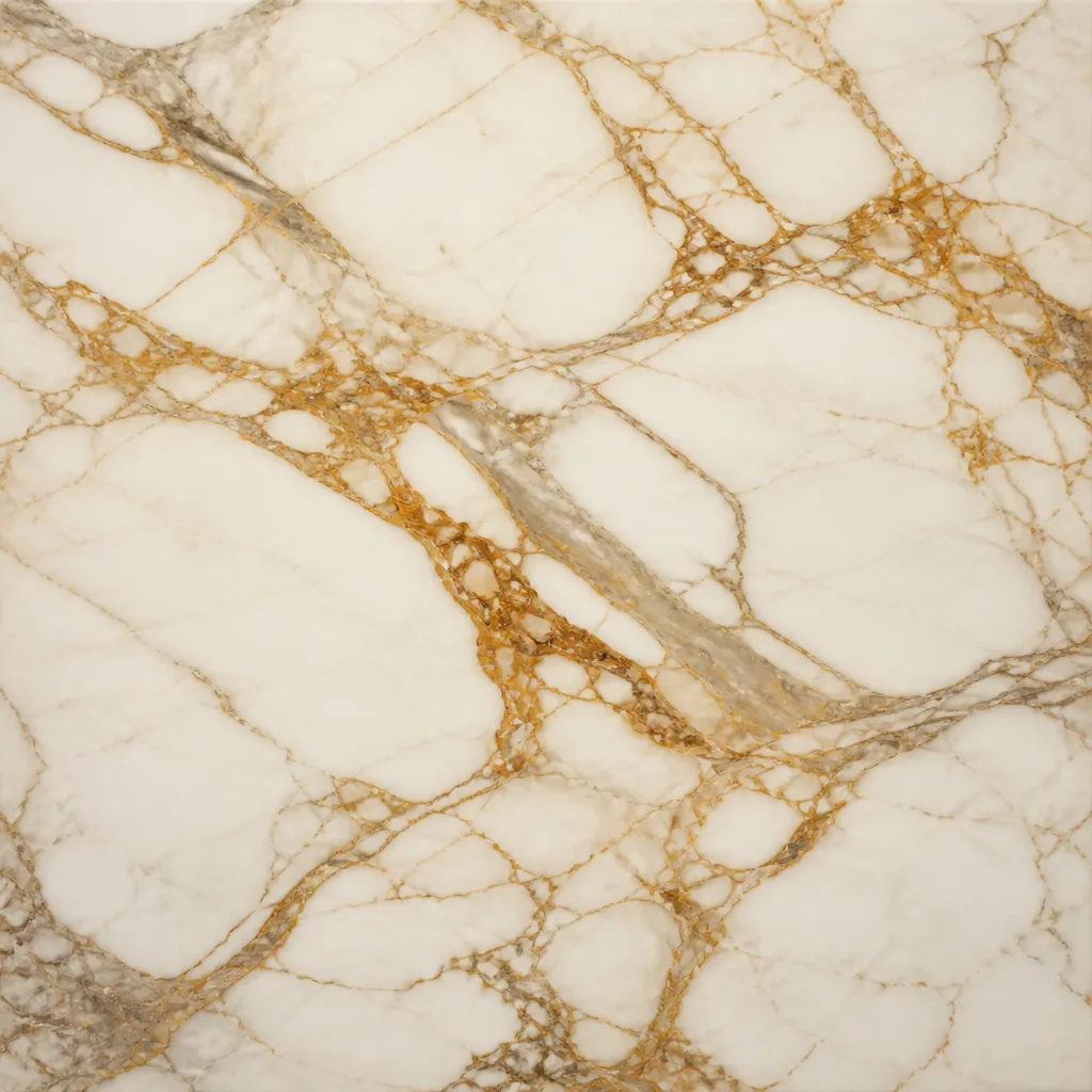 Polished Calacatta Oro marble with golden ochre veining